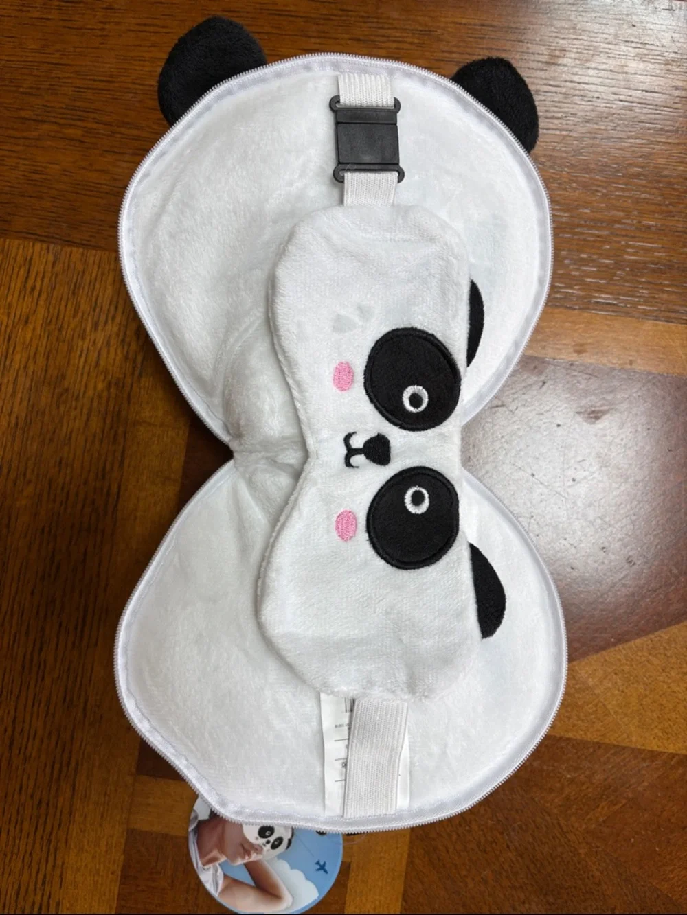 Lumie Kids Panda Pillow & Eyemask Combo - White with Black and Pink Accents